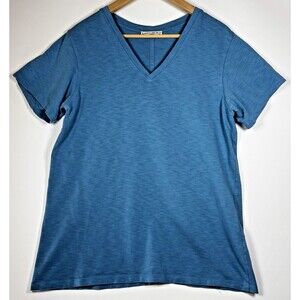 American Giant Shirt Mens XL Blue Supima Cotton Made USA V Neck Casual Tee